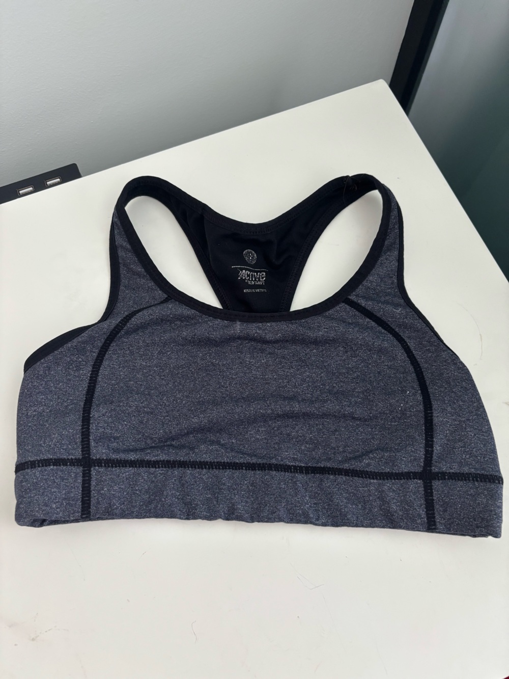 Old Navy Heathered Charcoal Gray Racerback Sports Bra